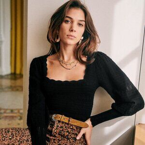 EUC Sezane Pull Ronnie Long Sleeve Top Size 34/XS